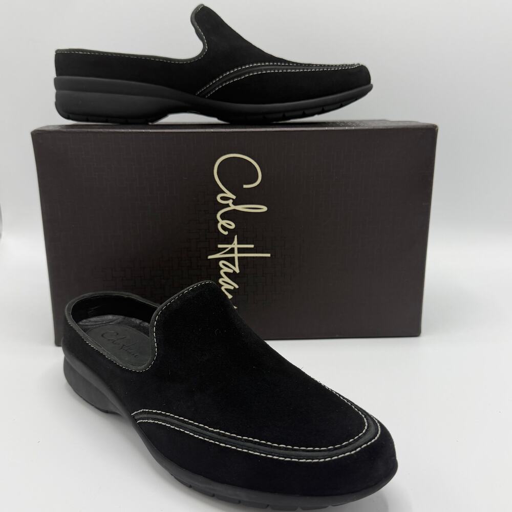 Cole Haan Ady Mule Black Suede Slip On Loafer Womens 5 Waterproof Comfort
